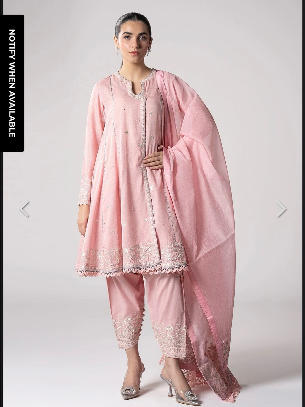 Elegant Pink Long Sleeve Embroidered Women's Dress Set